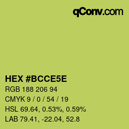 Color code: HEX #BCCE5E | qconv.com