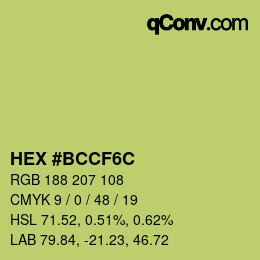 Color code: HEX #BCCF6C | qconv.com