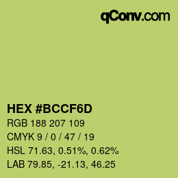 カラーコード: HEX #BCCF6D | qconv.com