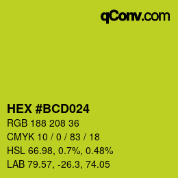 Color code: HEX #BCD024 | qconv.com