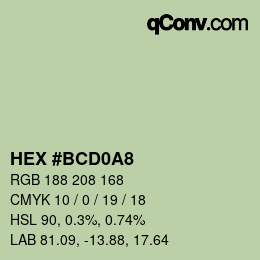 Color code: HEX #BCD0A8 | qconv.com