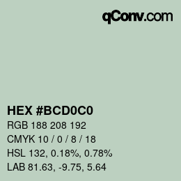 Color code: HEX #BCD0C0 | qconv.com