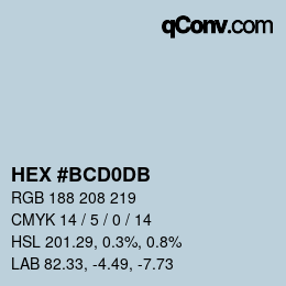 Color code: HEX #BCD0DB | qconv.com