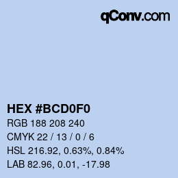 Color code: HEX #BCD0F0 | qconv.com