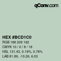 カラーコード: HEX #BCD1C0 | qconv.com