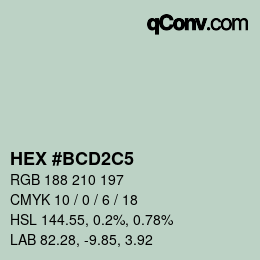 颜色代码: HEX #BCD2C5 | qconv.com