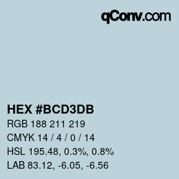 Color code: HEX #BCD3DB | qconv.com