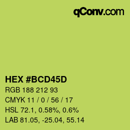 Color code: HEX #BCD45D | qconv.com
