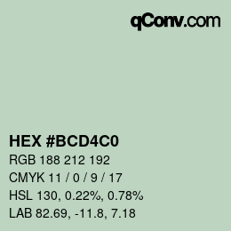 Color code: HEX #BCD4C0 | qconv.com