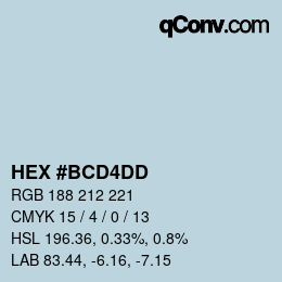 カラーコード: HEX #BCD4DD | qconv.com