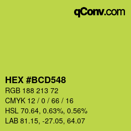 Color code: HEX #BCD548 | qconv.com