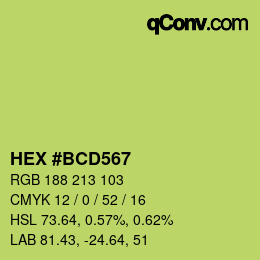颜色代码: HEX #BCD567 | qconv.com
