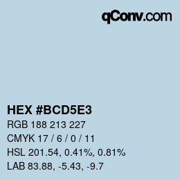 カラーコード: HEX #BCD5E3 | qconv.com