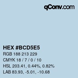 Farbcode: HEX #BCD5E5 | qconv.com