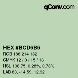 Código de color: HEX #BCD6B6 | qconv.com