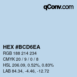 Color code: HEX #BCD6EA | qconv.com