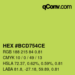 Farbcode: HEX #BCD754CE | qconv.com