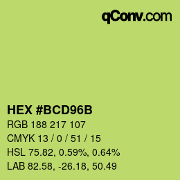 Color code: HEX #BCD96B | qconv.com