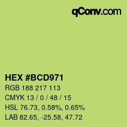 Color code: HEX #BCD971 | qconv.com