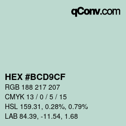 Color code: HEX #BCD9CF | qconv.com