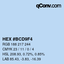 Color code: HEX #BCD9F4 | qconv.com