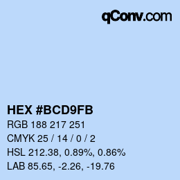 カラーコード: HEX #BCD9FB | qconv.com