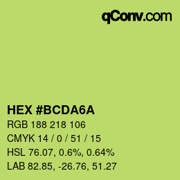 カラーコード: HEX #BCDA6A | qconv.com