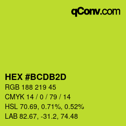 カラーコード: HEX #BCDB2D | qconv.com