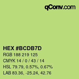 カラーコード: HEX #BCDB7D | qconv.com