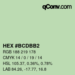 Color code: HEX #BCDBB2 | qconv.com