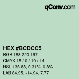 Código de color: HEX #BCDCC5 | qconv.com