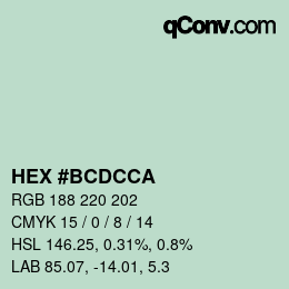 颜色代码: HEX #BCDCCA | qconv.com