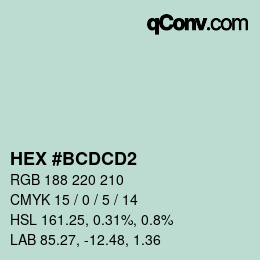 Color code: HEX #BCDCD2 | qconv.com