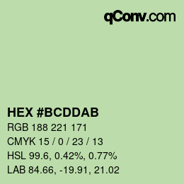 Color code: HEX #BCDDAB | qconv.com