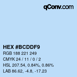 カラーコード: HEX #BCDDF9 | qconv.com