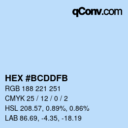 Color code: HEX #BCDDFB | qconv.com