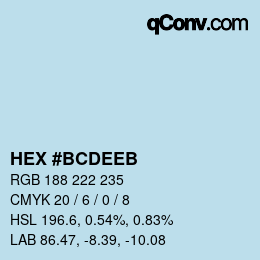 Color code: HEX #BCDEEB | qconv.com