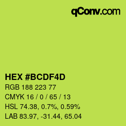 Color code: HEX #BCDF4D | qconv.com