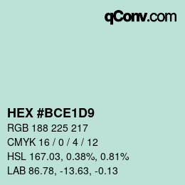 颜色代码: HEX #BCE1D9 | qconv.com