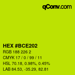 颜色代码: HEX #BCE202 | qconv.com