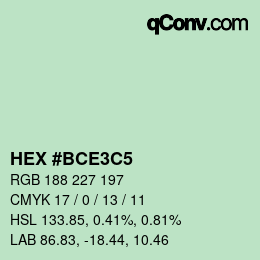Color code: HEX #BCE3C5 | qconv.com