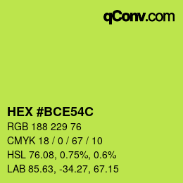 Color code: HEX #BCE54C | qconv.com