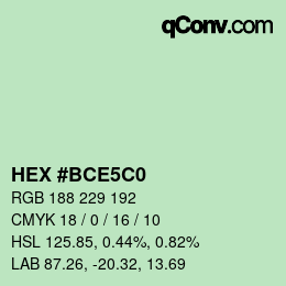 Color code: HEX #BCE5C0 | qconv.com