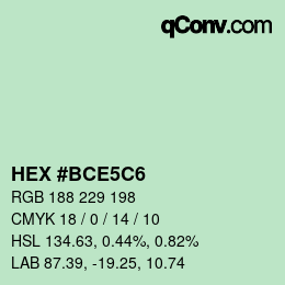 Color code: HEX #BCE5C6 | qconv.com