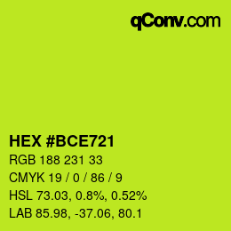 カラーコード: HEX #BCE721 | qconv.com