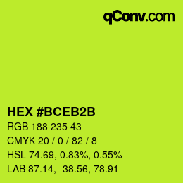 Color code: HEX #BCEB2B | qconv.com