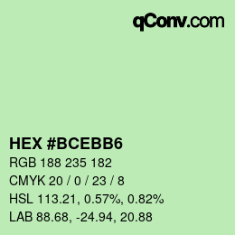 Color code: HEX #BCEBB6 | qconv.com