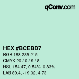 Color code: HEX #BCEBD7 | qconv.com