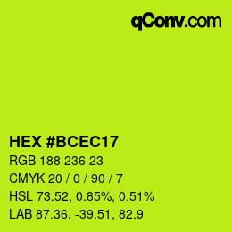 カラーコード: HEX #BCEC17 | qconv.com