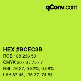 Color code: HEX #BCEC3B | qconv.com